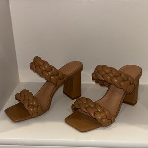 Elegant Braided Tan Heels